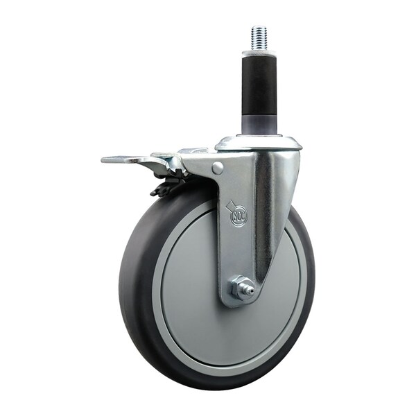 6'' Thermoplastic Rubber Swivel 1-1/8'' Expanding Stem Caster Total Lock Brake